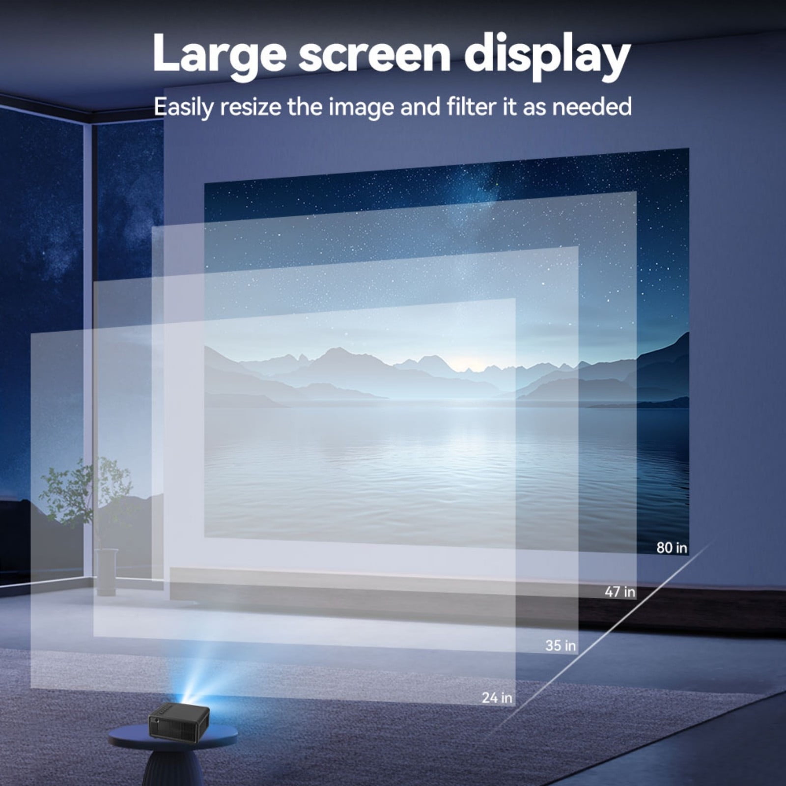 Portable HD 1080P Ceiling Projector for Home Bedroom Wall Projection, Multi-Device Connectivity with Focus and Quality Enhancement, Eco-Friendly ABS Plastic Material, Lightweight and Easy to Set Up