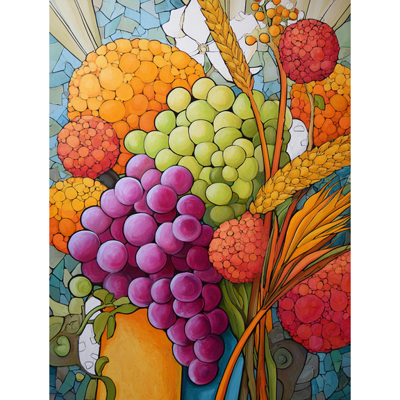 Abstract Fruit and Wheat Canvas Print, Suitable for Living Room, Dining Room, Kitchen, Bedroom, Office, Entryway
