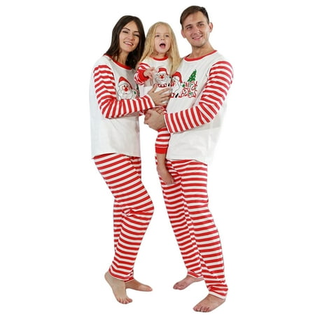 

Fanvereka Family Matching Christmas Pajamas Suits Santa Stripes Tops Pants Set