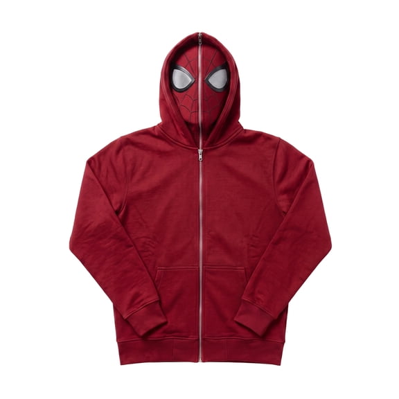 Adults Spider Hero Full Face Masked Zip Hoodie, Solid Color Full Zip Pocket Sweatshirt Outerwear Apparel Outfit