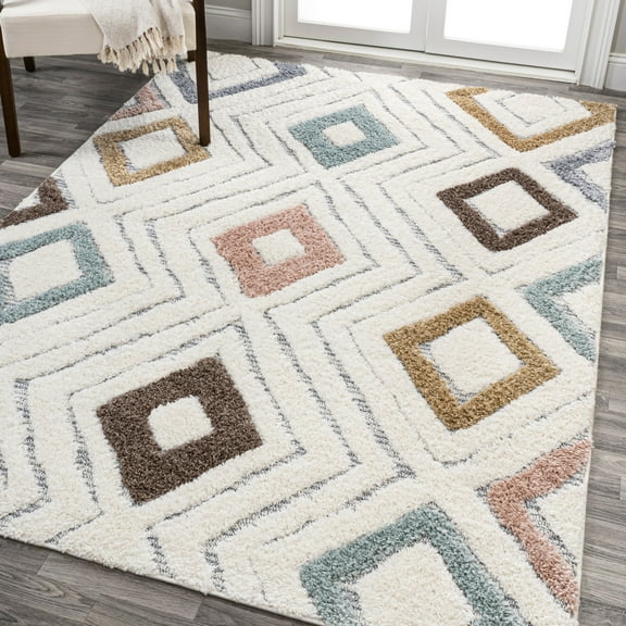 JONATHAN Y SANTA THERESA 5 x 8 Area Rug, Amira Diamond Tribal - Multi/Cream, SNT108A-5