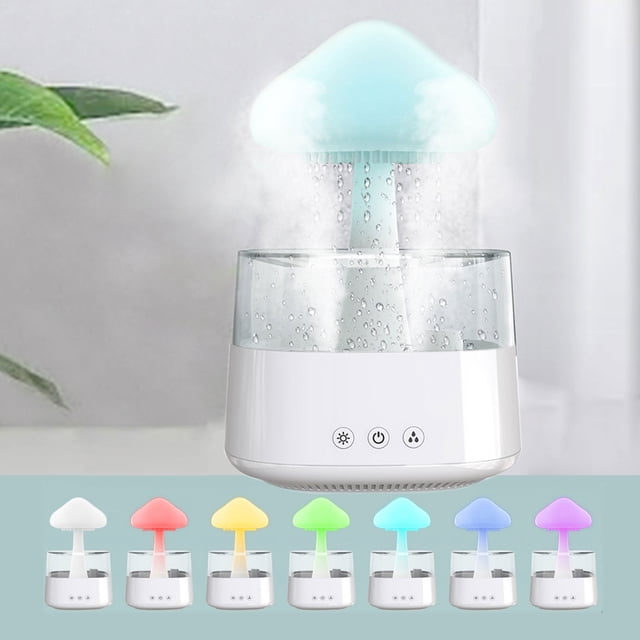 TIMIFIS Colorful And Rain Humidifier Light, Aroma Diffuser Atmosphere Light, Rain Rain Drop Humidifier, Diffuser To Help Sleep, Rain Sound Accompanied By Sleep, -
