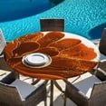 thumbnail image 6 of Burnt Orange Round Tablecloth, Fitted Table Cover with Elastic for 45"-54" Round Tables, Sparkle Gold Stained Floral Flower Art Table Cloth Outdoor Indoor Dinning Party Waterproof Tablecloths, 6 of 7