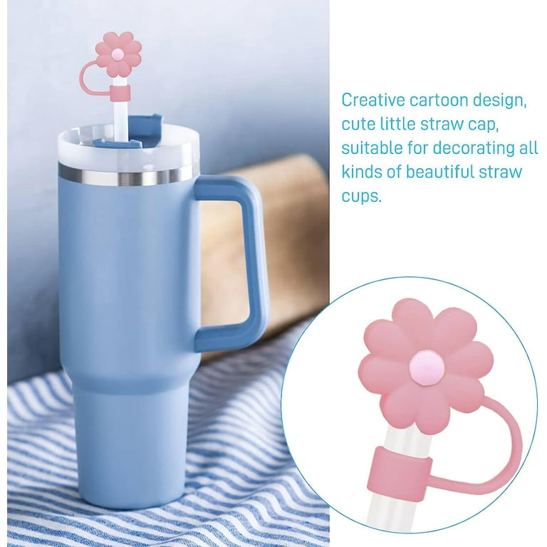 9Pcs 9-10mm Flower Straw Covers, Reusable Straw Covers Cap For 30/40oz Cup,  WaterProof Straw Toppers Cup Accessories