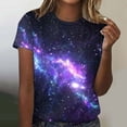 thumbnail image 2 of Women's T-shirts Women's Starry Galaxy Shirt 3D Galaxy Print T Shirt Glitter Shirt Fashion Starry Summer Shirt Round Neck Short Sleeve Top Carnival Outfit T-shirts, 2 of 4