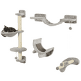 thumbnail image 1 of PawHut Cat Wall Shelf w/ Scratching Post, Play Balls, Platforms, Hammock, 1 of 9