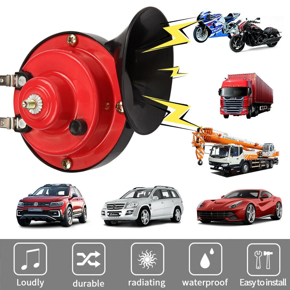 Dazone 12V 300dB Automotive Super Loud Train Air Horn for Trucks SUV Cars Boat Motorcycles, Red