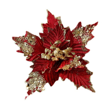 

Leke 26CM Sequined Flannel Simulated Christmas Flowers DIY Flower Arrangement
