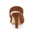 thumbnail image 2 of BLISSFUL STEP Women's Pointed Toe Elastic Strap Stiletto Heelsed Mules Brown 6, 2 of 7