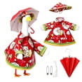 thumbnail image 3 of Porch Goose Outfit 5Pcs Christmas Goose Raincoat with Hat & Umbrella Santa Printed Statue Goose Dress‑Up Clothing for 23 Inch Yard Goose Outdoor Porch Courtyard Garden Holiday Decoration Red, 3 of 8