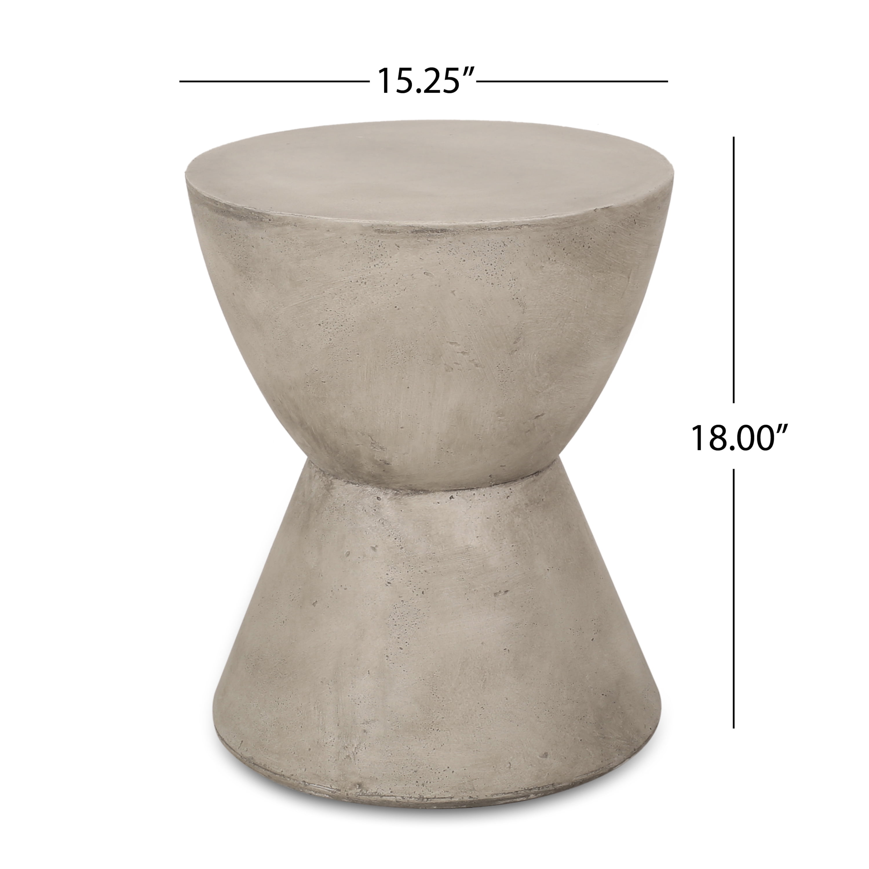 Euroco 18"H Outdoor Concrete Side Table,Lightweight End Table,Small Accent Table for Patio,Light Gray
