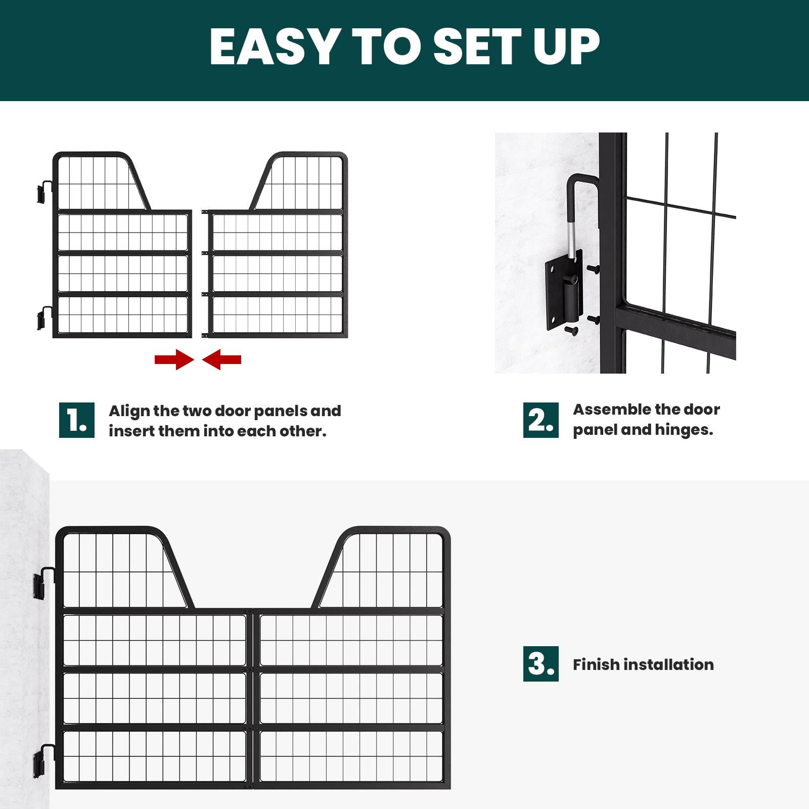 Double-Layer Horse Stall Gates Metal,  Heavy Horse Stall Guard,  Outdoor Animal Containment,  48in × 32in	 Size (0.8in Thickness),  Two-Way Inward/Outward Opening