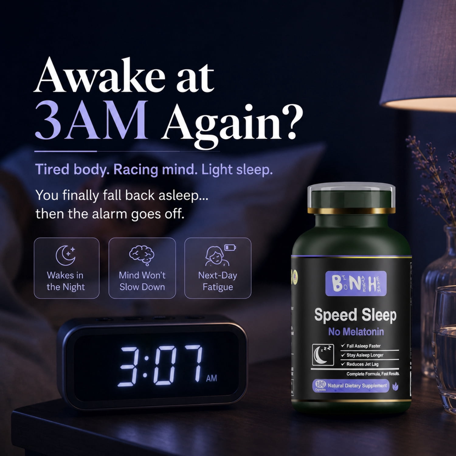 Speed Sleep Sleep Support Supplement, Promotes Relaxation & Healthy Sleep Cycle, Herbal Formula, 180 Capsules