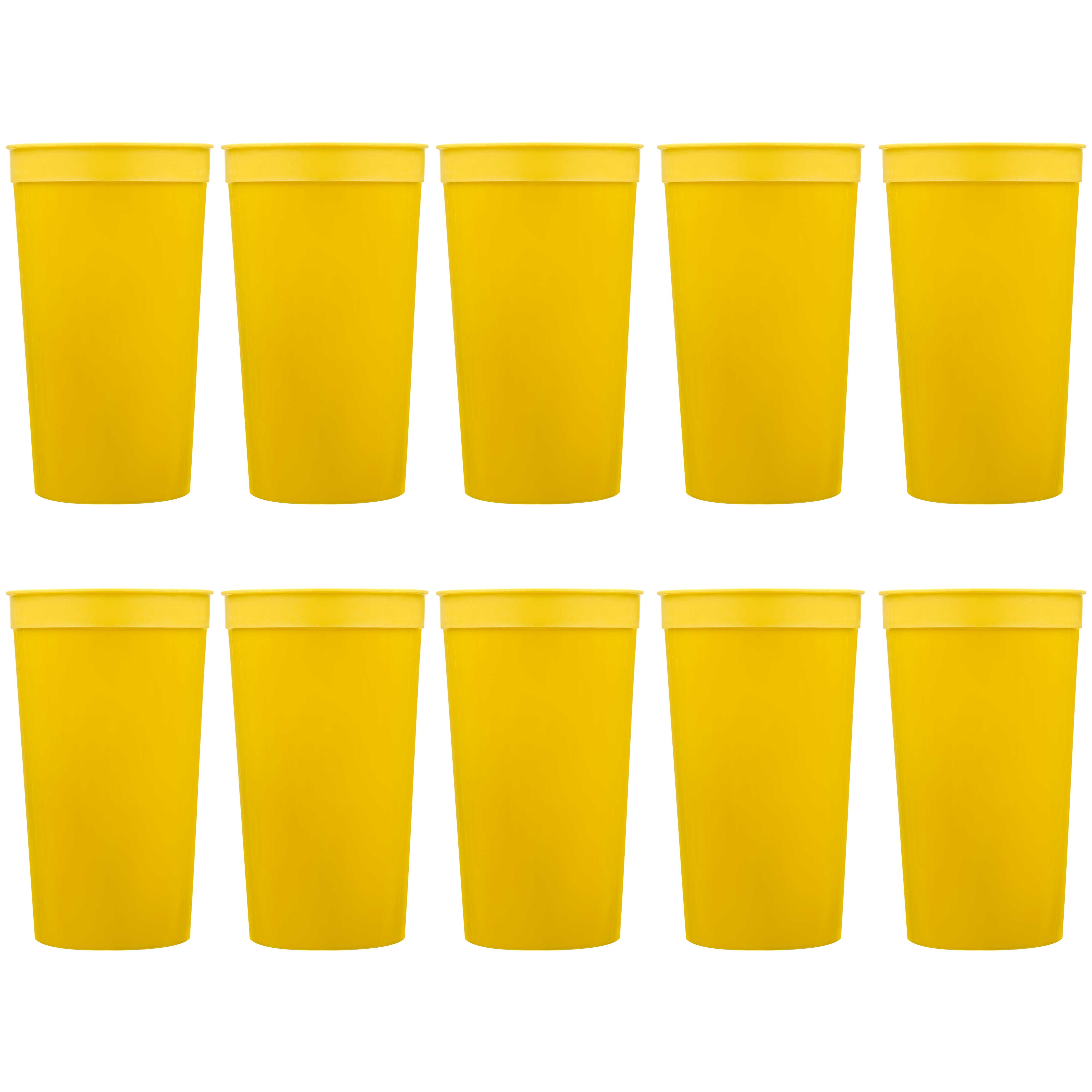2 Yellow Solo Cups Heavy Plastic Stemmed Party Cups 16oz Brand New w/Label