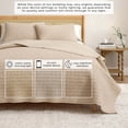 thumbnail image 6 of Honeycomb Waffle Garment Washed 3-Piece Cotton Quilt Set, Full/Queen, Cappuccino, 6 of 7
