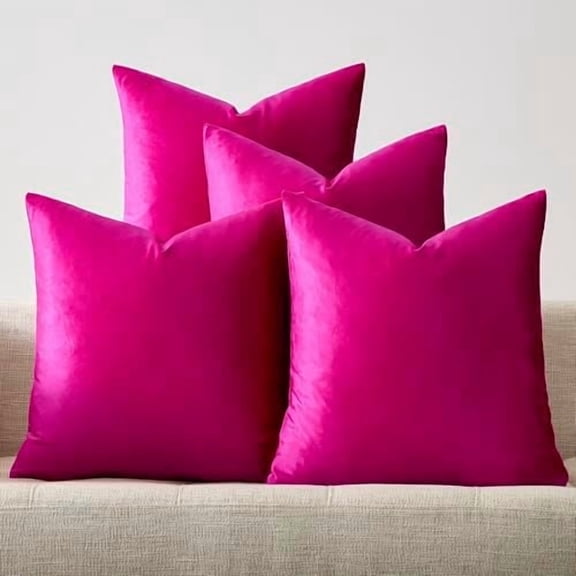 Set of 4 Hot Pink Throw Pillow Covers 20x20 Soft Velvet Pillow Covers Modren Decorative Pillows Covers Couch Sofa Living Room Pillowcase