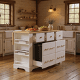 thumbnail image 2 of Homy Casa Kitchen Island with 6 Drawers, Drop Leaf, Trash Can Cabinet, Power Outlets & Shelves, 2 of 9