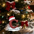thumbnail image 5 of JeashCHAT 26 Initial Letter Merry Christmas Ornaments, Xmas Gifts, Red Personalized Christmas Initial Ornaments with Santa Hat, Christmas Tree Decoration Acrylic Hanging Pendant, 5 of 6