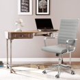 thumbnail image 6 of Okeysen Mid-Back Ribbed Home Office Desk Chair Upgraded Seat Ergonomic Leather Conference Room Swivel Chairs Adult, Gray, 6 of 7