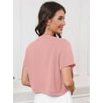 thumbnail image 5 of DEMOTIME Women's Short Sleeve Bolero Shrugs Open Front Lightweight Cropped Cardigan Pink XL, 5 of 6