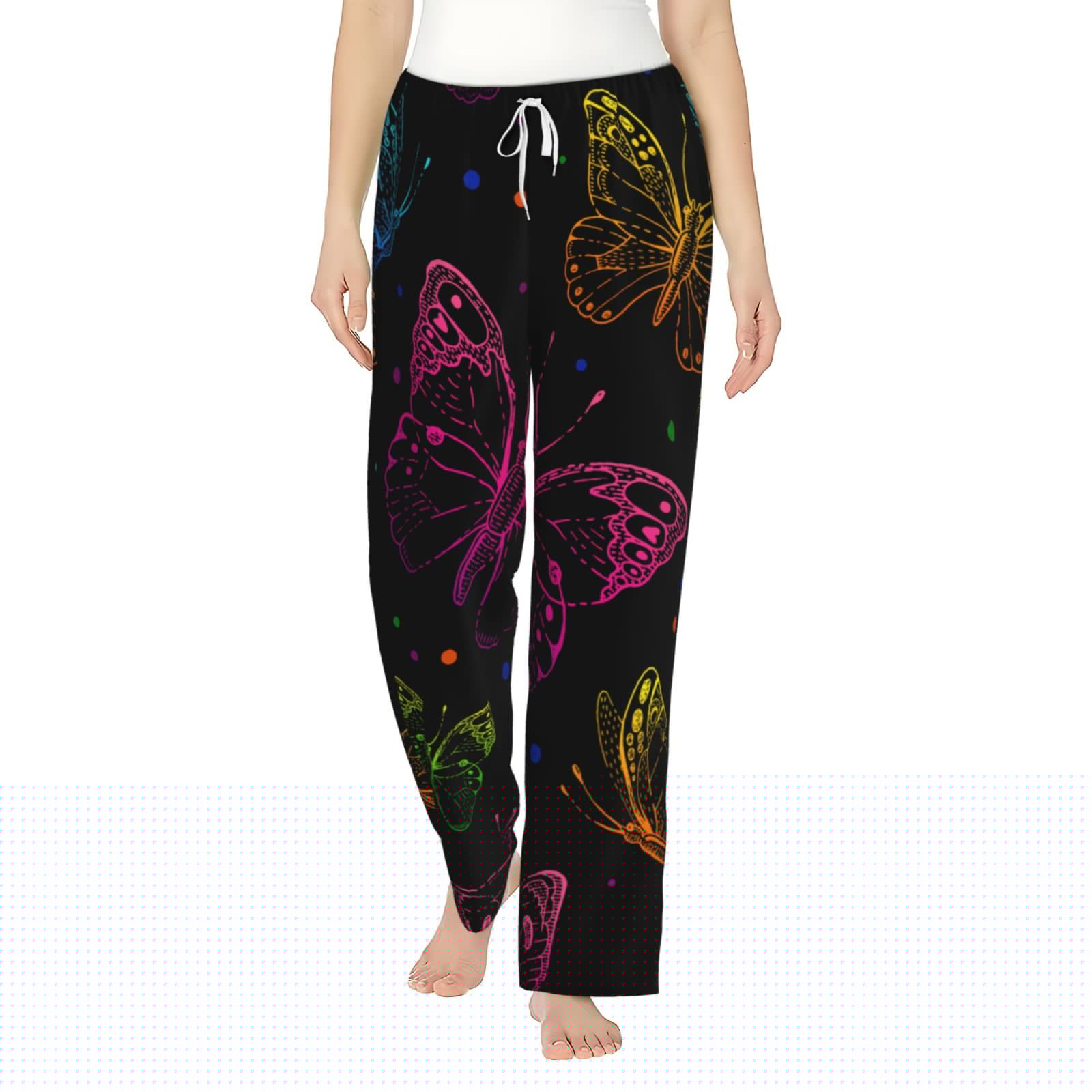 thumbnail image 2 of Picia Butterfly Womens Soft Woven Cotton Elastic Waistband Sleep Pajama Pant Lounge Sleep Pant With Pockets And Drawstring-X-Large, 2 of 9