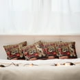 thumbnail image 3 of Ambesonne Leopard Throw Pillow Cover Pack of 4, Big Cat on Sectional Sofa, 4 Pcs-36" x 16", Red Apricot Dark Salmon, 3 of 5
