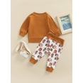 thumbnail image 4 of Qmyliery Toddler’s T-shirt and Trousers Set Fashion Solid Color Long Sleeve Tops and Pumpkin Print Long Pants,0-3 Years, 4 of 9