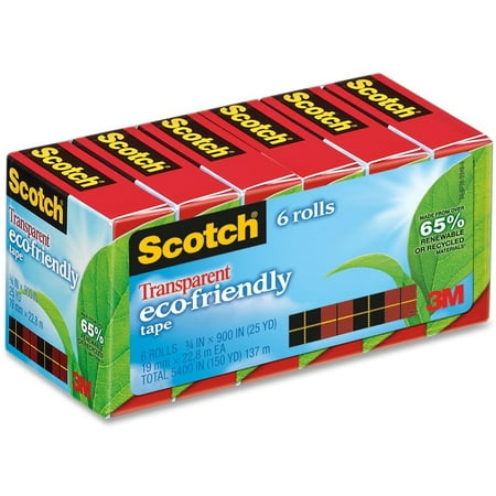 Scotch Transparent Greener Tape, 3/4" x 900", Clear, 6 / Pack (Quantity)