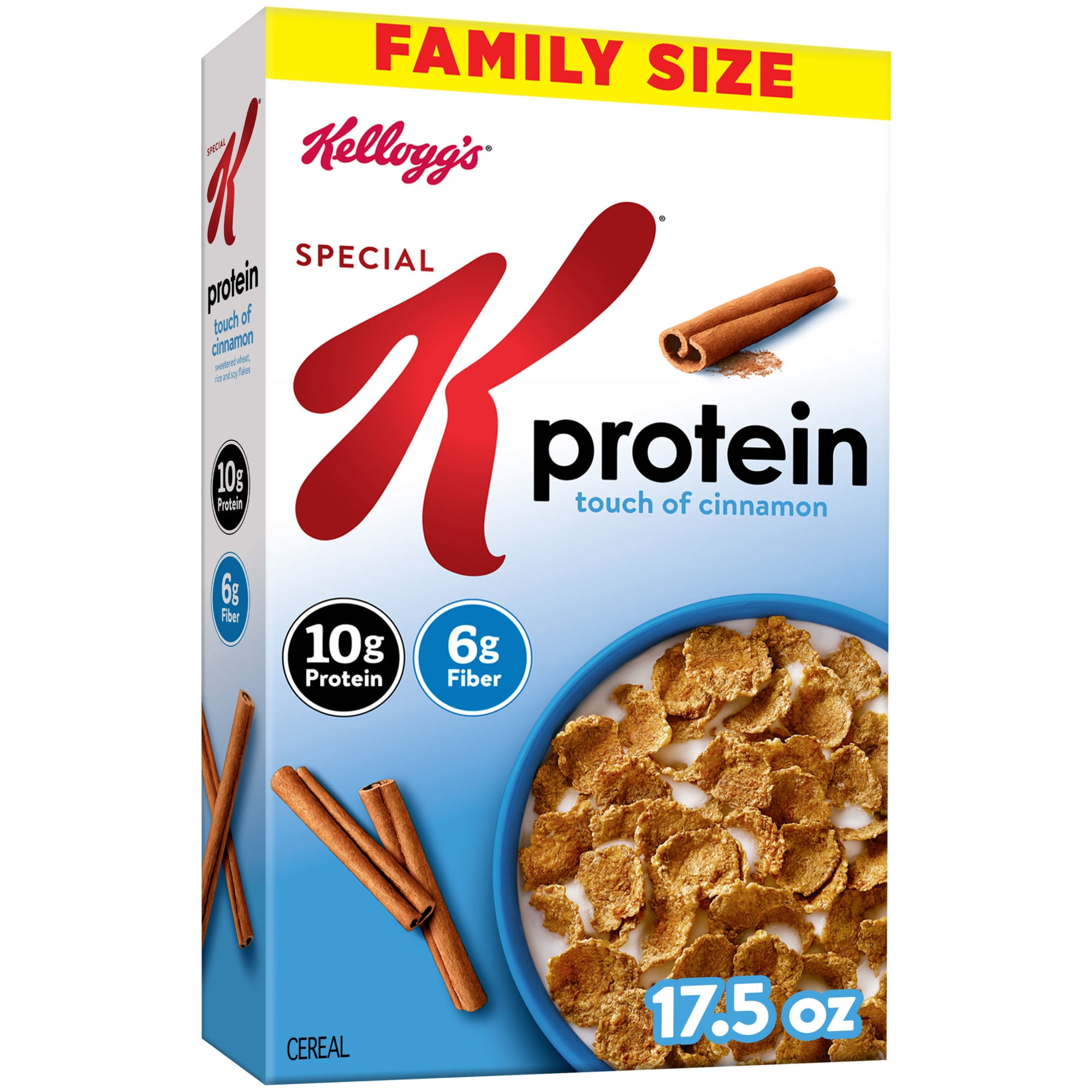 Kellogg's Special K Protein Touch of Cinnamon Breakfast Cereal, 10g Protein and 6g Fiber, Family Size, 17.5 oz
