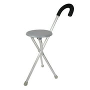 TRAVELON Portable Folding Stool with Cane, Aluminum 9" Seat Supports 250 lbs.