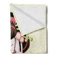thumbnail image 2 of Japanese Soft Flannel Fleece Throw Blanket, Geisha Woman Portrait Traditional Kimono Maiko Cultural Hairdo, Cozy Plush for Indoor and Outdoor Use, 50" x 70", Green Red Pale Yellow, by Ambesonne, 2 of 5