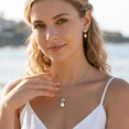 thumbnail image 5 of Yami 925 Sterling Silver Freshwater Pearl Necklace and Earrings Set for Women, 9-10mm White Teardrop Pearl Jewelry for her, 5 of 11