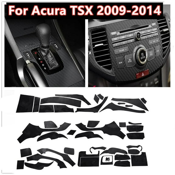 Mduoduo 38pcs 5D Carbon Fiber Car Interior Decor Trim Sticker Decal Fits For Acura TSX 2009-2014 Car Interior Decorative Sticker Car Accessories