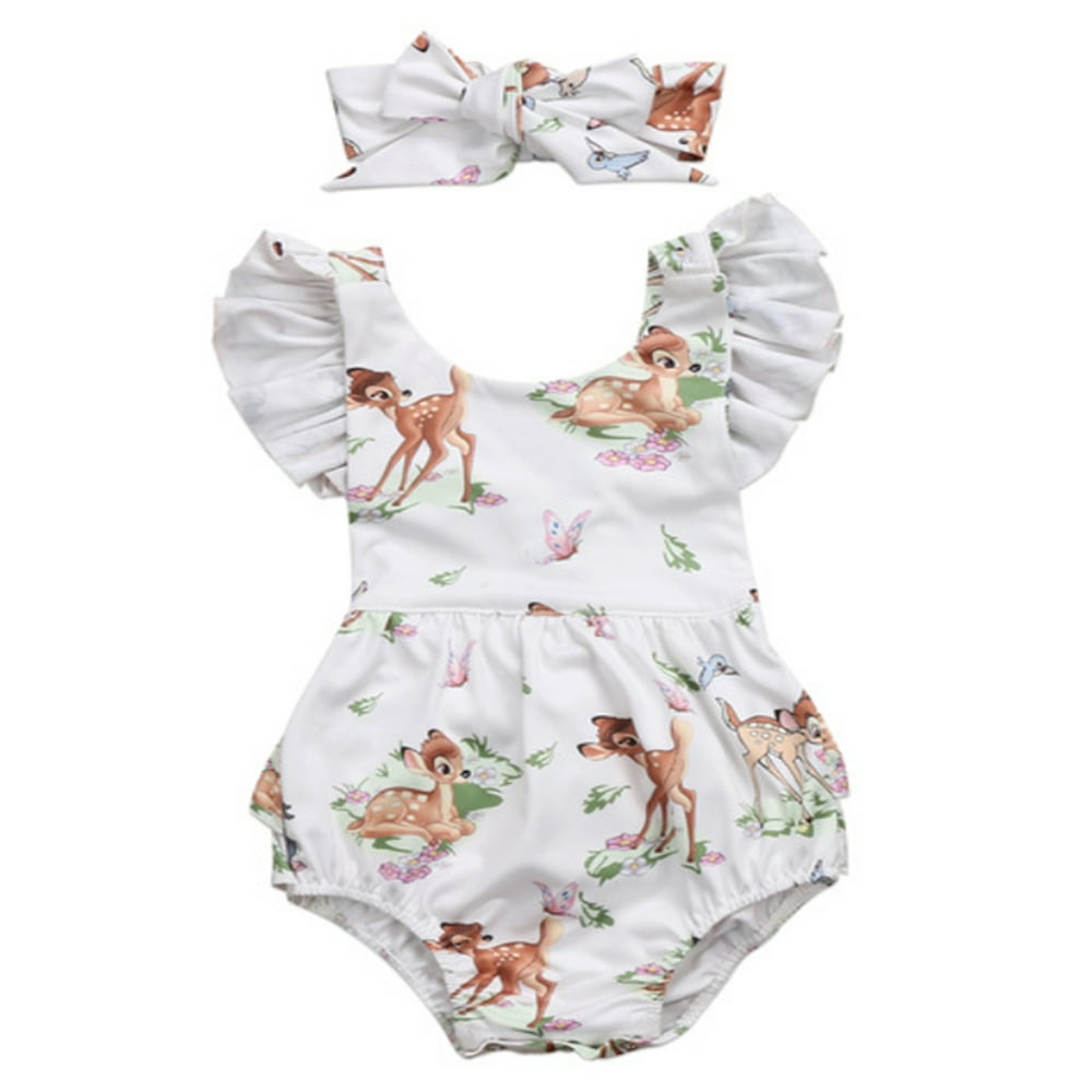 Bilo Bilo store Infant Baby Girl Ruffled Cap Sleeve Sunsuit Romper