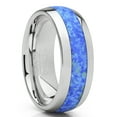 thumbnail image 1 of Men's Tungsten Carbide Wedding Band Dome Ring with Blue Green Simulated Opal Inlay 8mm 11, 1 of 5