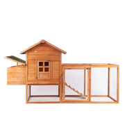 Chicken Coop for 2-4 Chcikens Outdoor Wooden 80'' Rabbit Hutch Poultry House with Chicken Run Cage, Egg Box & Waterproof Roof for Garden Backyard