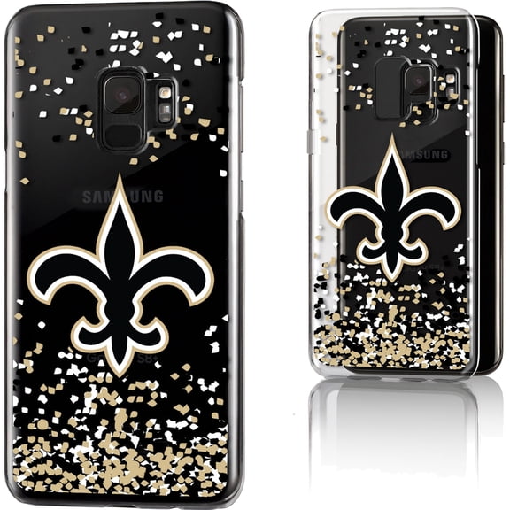 New Orleans Saints Galaxy Clear Case with Confetti Design
