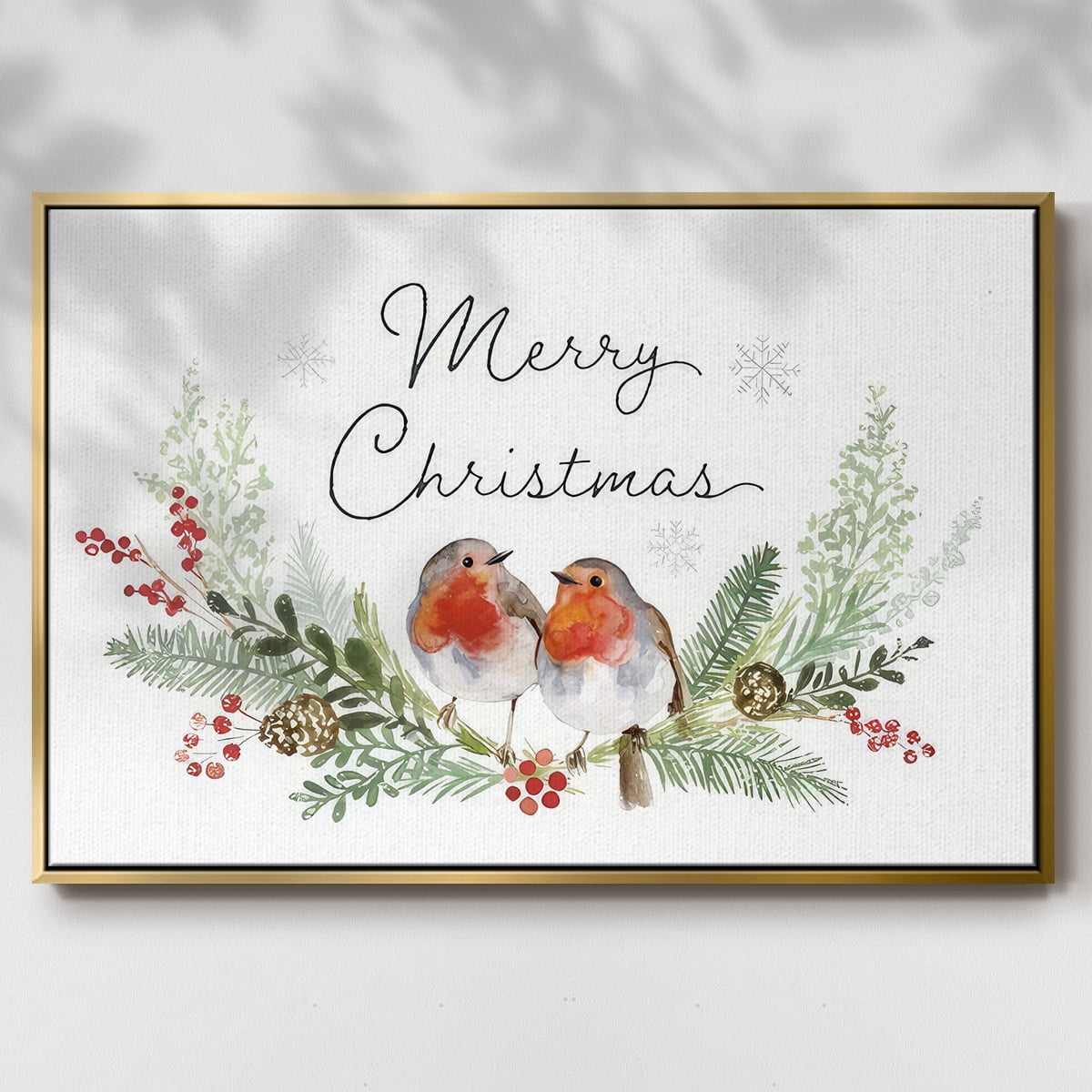 Winter Visitor Collection A - Framed Gallery Wrapped Holiday Canvas - 25 x 37 - Gold Frame
