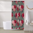 thumbnail image 6 of Shower Curtain, Red Pink Rose Flowers Waterproof Fabric Plastic Shower Curtain, Drying Fast Bathroom Curtain with 9 Buttonholes, Ruffle Shower Curtain 60x72in, 6 of 8