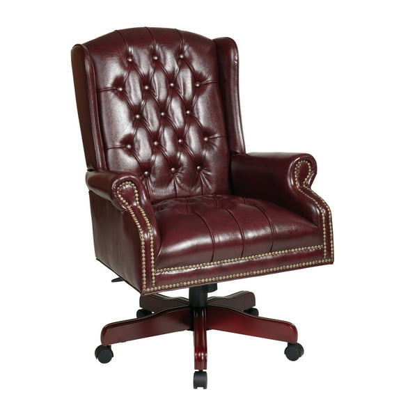 High Back Executive Office Chair in Ox Blood Red Vinyl