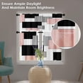 thumbnail image 3 of Pink Kitchen Curtains Black Grey Window Curtains Valance and Tier Set 36 Inch, White Modern Rod Pocket Short Tier Curtain for Bathroom, Abstract Art Small Cafe Curtains for Decor, 3 of 6