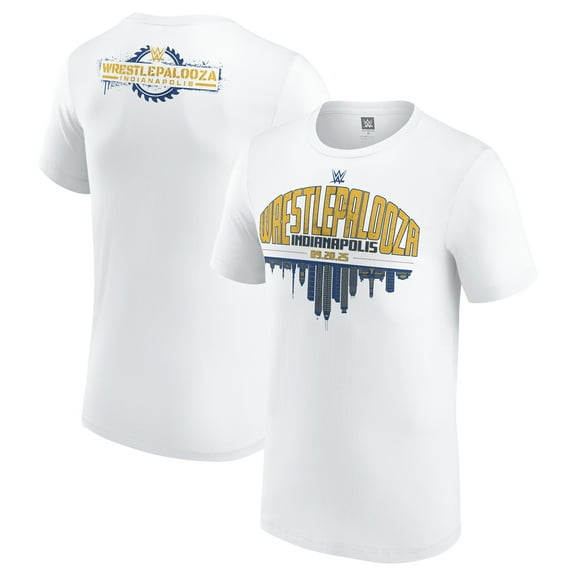 Men's White WrestlePalooza 2025 Skyline T-Shirt