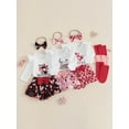 thumbnail image 2 of ZINTAOZT Baby Girl My 1st Valentine's Day Outfits Letter Print Long Sleeve Romper + Tiered Skirt + Headband + Socks Set, 2 of 8