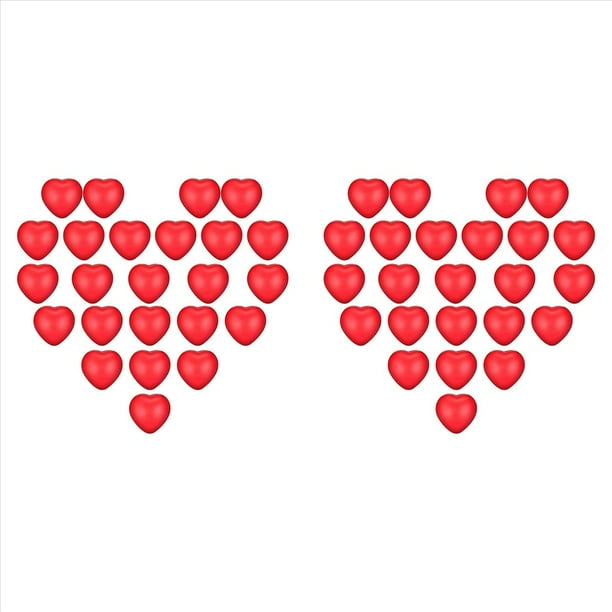 48 Piezas Bolas Antiestrés Corazón Rojo para El Día San Valentín, Bolas Antiestrés para la Recompensa del Escolar, Rellenos Regalo para Bolsas Fiesta San Valentín