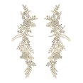 thumbnail image 1 of Uxcell 2 Pcs Aplique de Strass Blanco, Parches de Tela de Cristal de 13 x 4 Pulgadas, Apliques de Bordado de Encaje para Ropa de Noche de Boda, 1 of 6