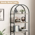 thumbnail image 3 of 5 Tier Bookshelf Arched Display Racks Tall Standing Bookshelves Metal Frame Farmhouse Storage Rack Shelf for Home Office, Black+Gray, 3 of 6