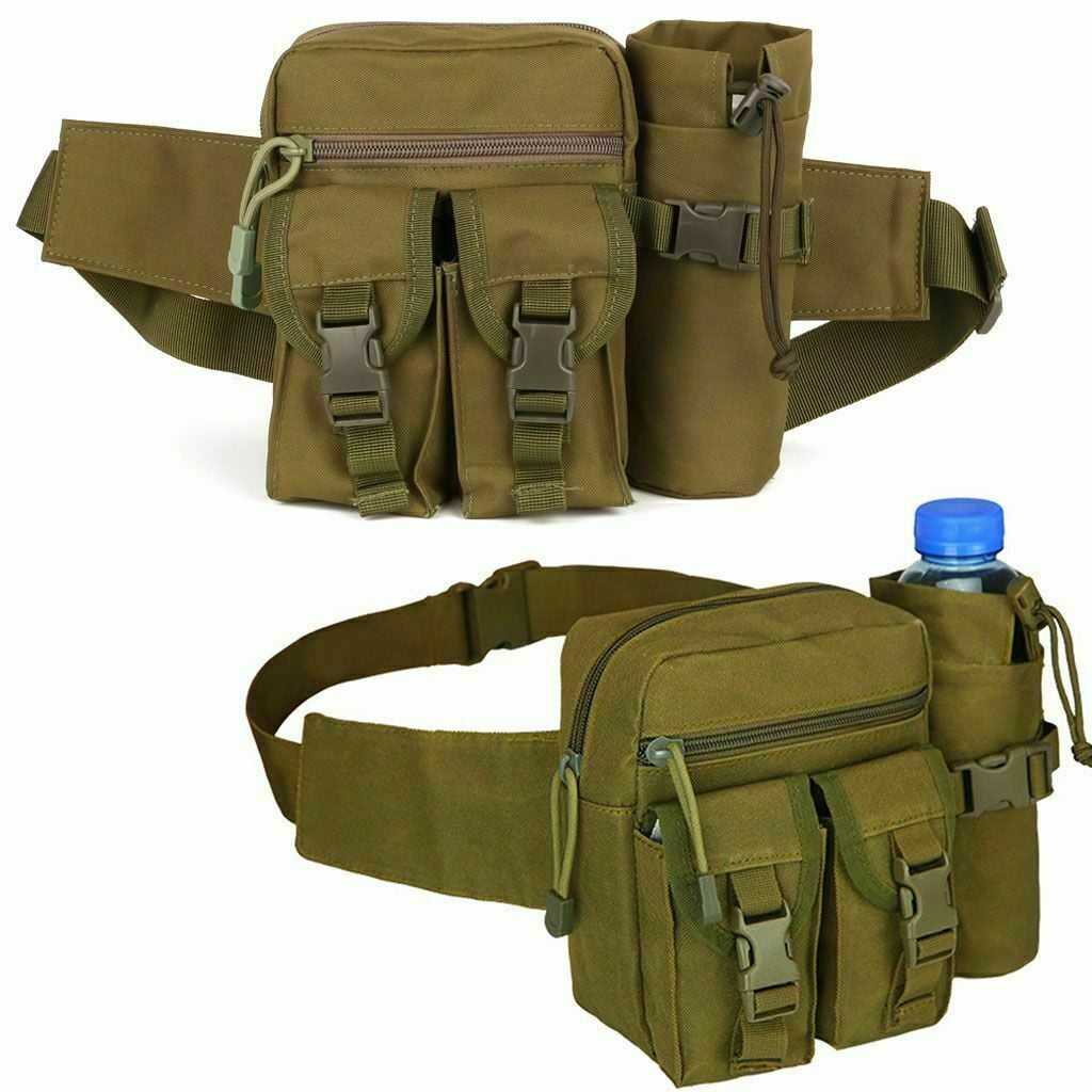 Military Tactical Water Bottle Waist Pack Outdoor Small Molle Fanny Belt Bag