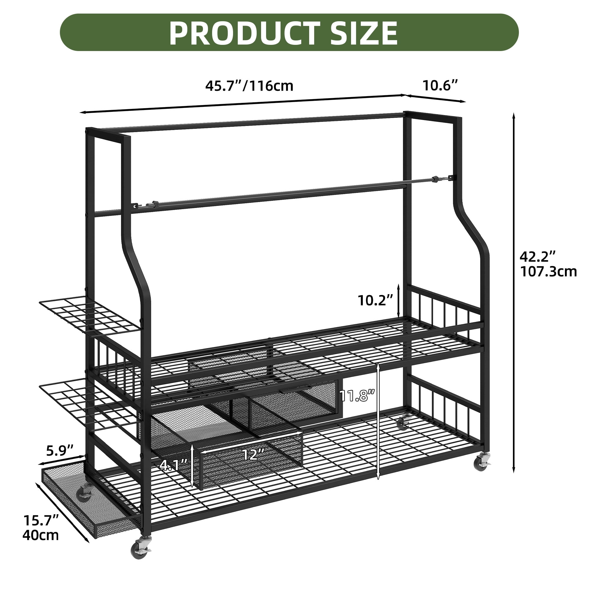 Uforic 4-Bag Golf Storage Rack with Wheels and Lockable Drawers