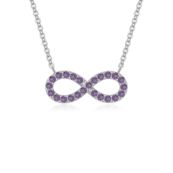 Natural Amethyst Infinity Pendant Necklaces for Women in Sterling Silver, February Birthstone Jewelry Gifts for Her Birthday, Wedding Anniversary, Graduation, Christmas, Mothers Day, Valentines