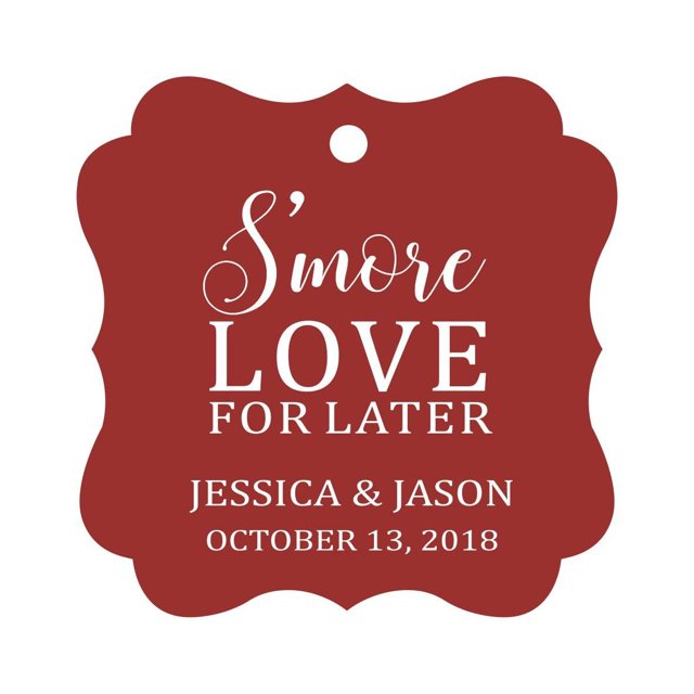 Darling Souvenir S'More Love For Later Tag Custom Favor Fancy Hang Tags -Maroon-50 Tags